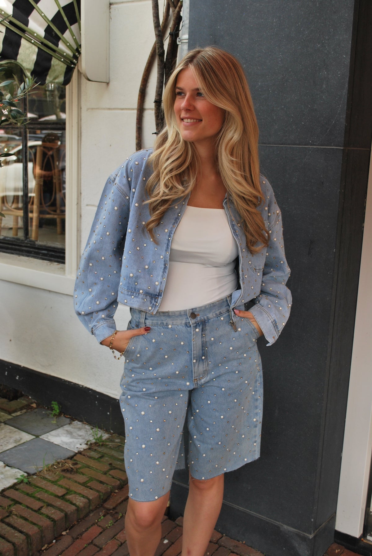 Jady Studs Jas - Lichtblauw