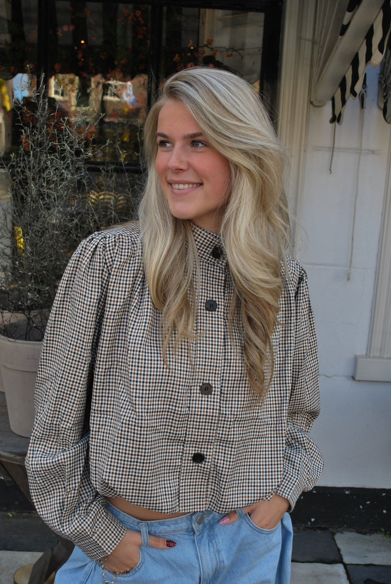 Anna Geruit kort jasje – bruin/beige