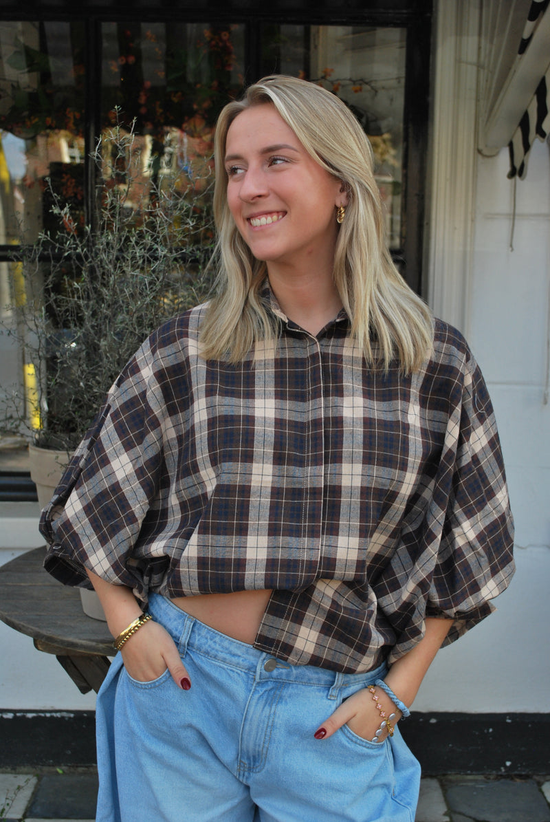 Lot Geruite blouse – bruin/beige