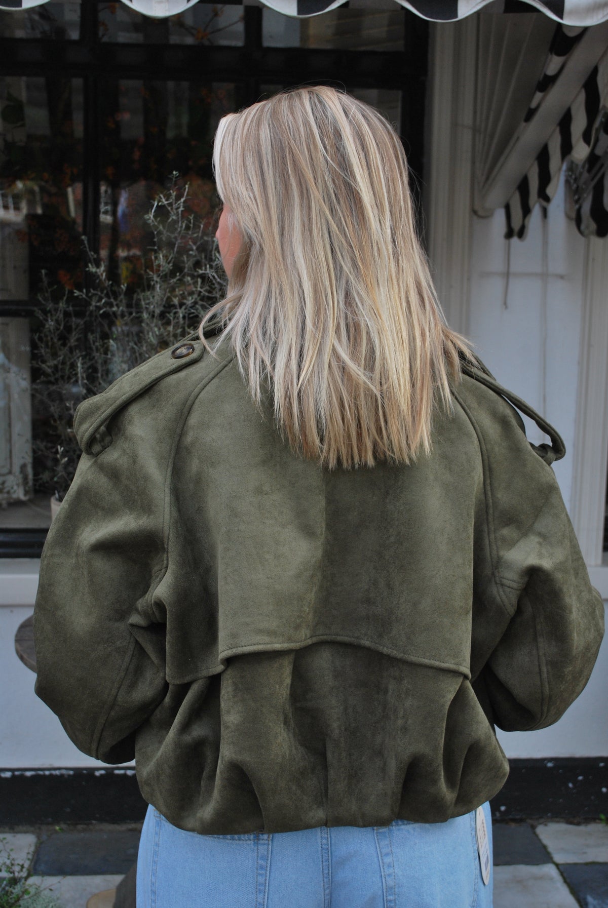 Merel Suèdelook jasje – olijfgroen