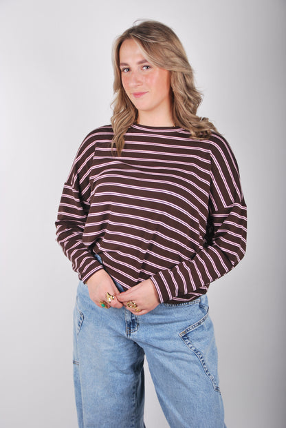 Noor Top - Bruin/Roze