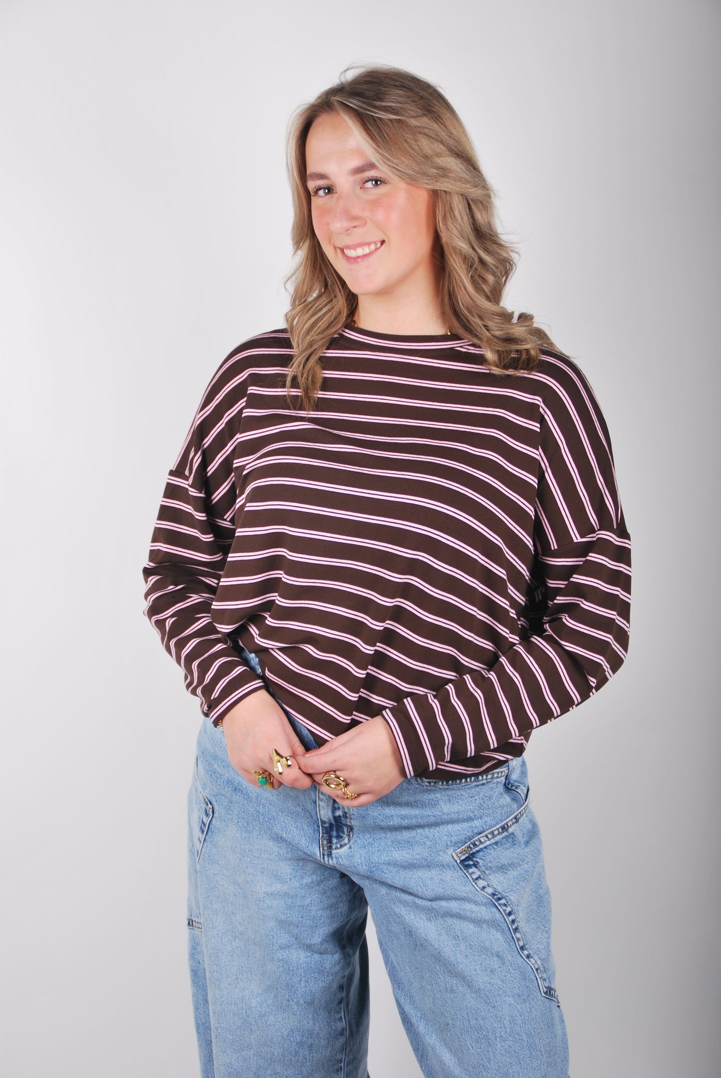 Noor Top - Bruin/Roze