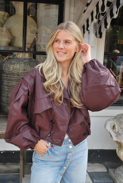 Demi Leren Jas - Bordeaux
