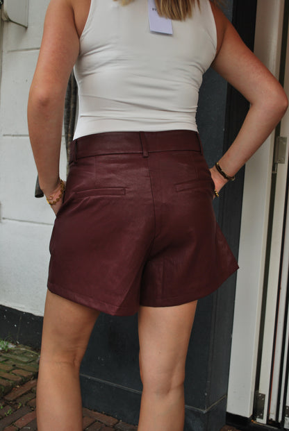 Amberly Leren Short - Bordeaux
