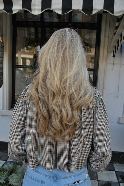 Anna Geruit kort jasje  – bruin/beige