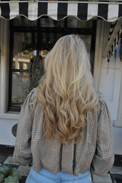 Anna Geruit kort jasje  – bruin/beige