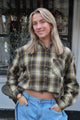 Kristien Geruite blouse Ambika – olijfgroen/bruin