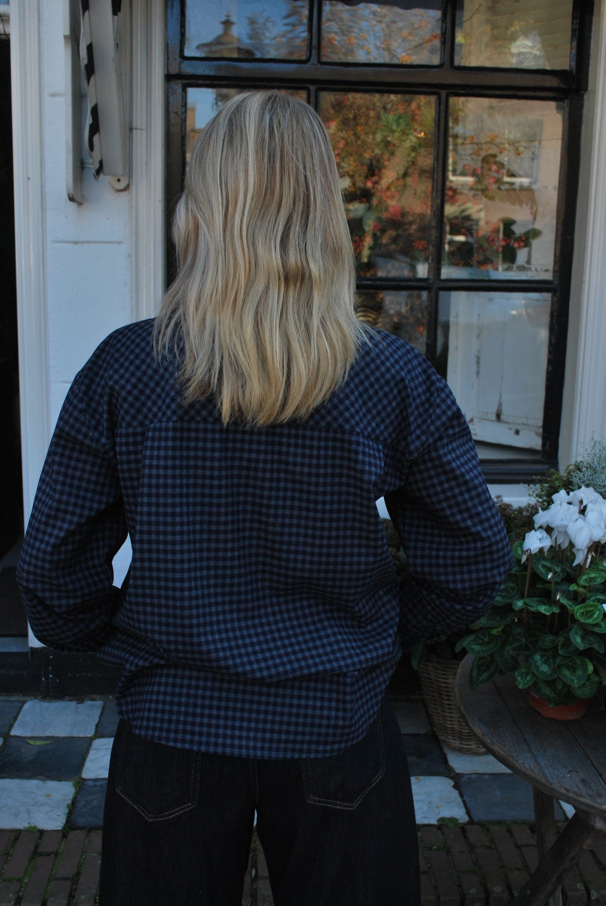 Kristien Abmika Geruite Blouse - Blauw