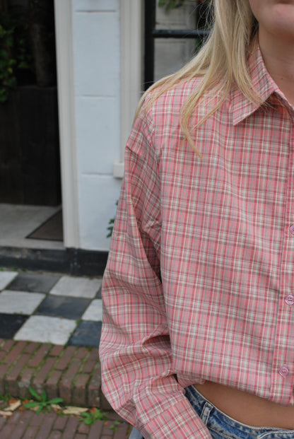 June Geruite Blouse - Roze