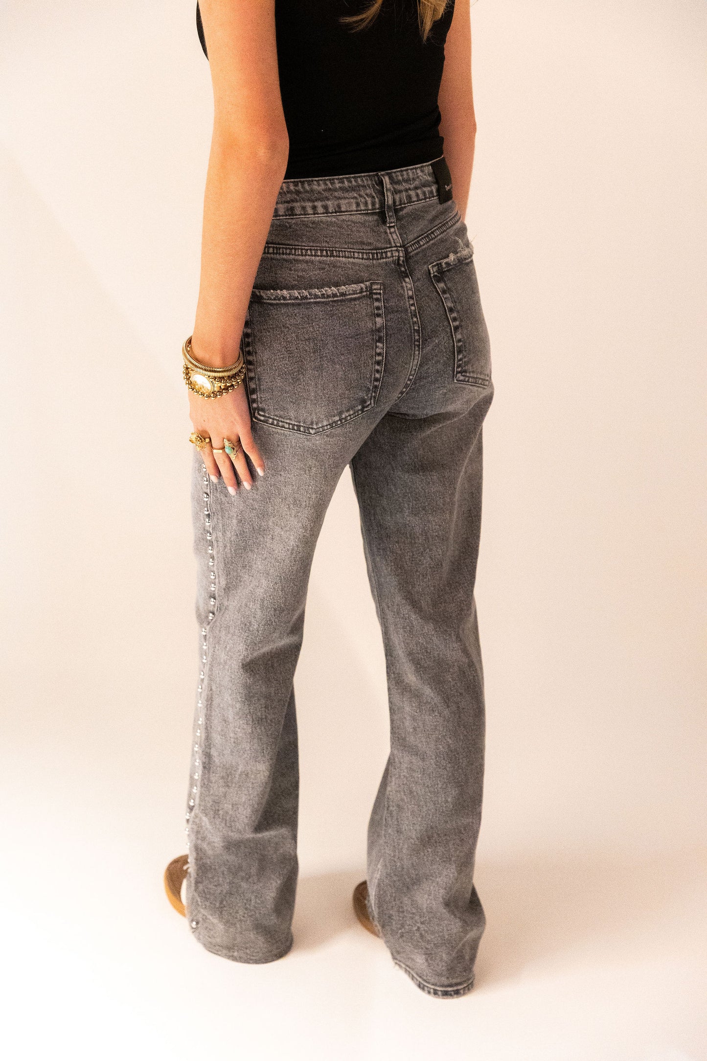 Emma Wide Leg Jeans - Grijs