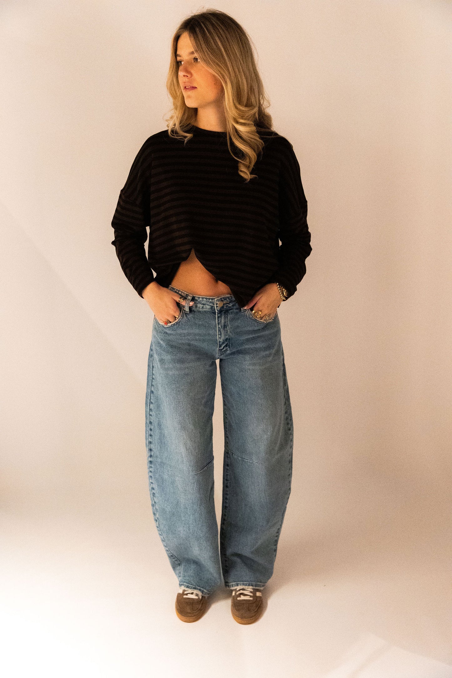 Noor Top - Zwart/Bruin