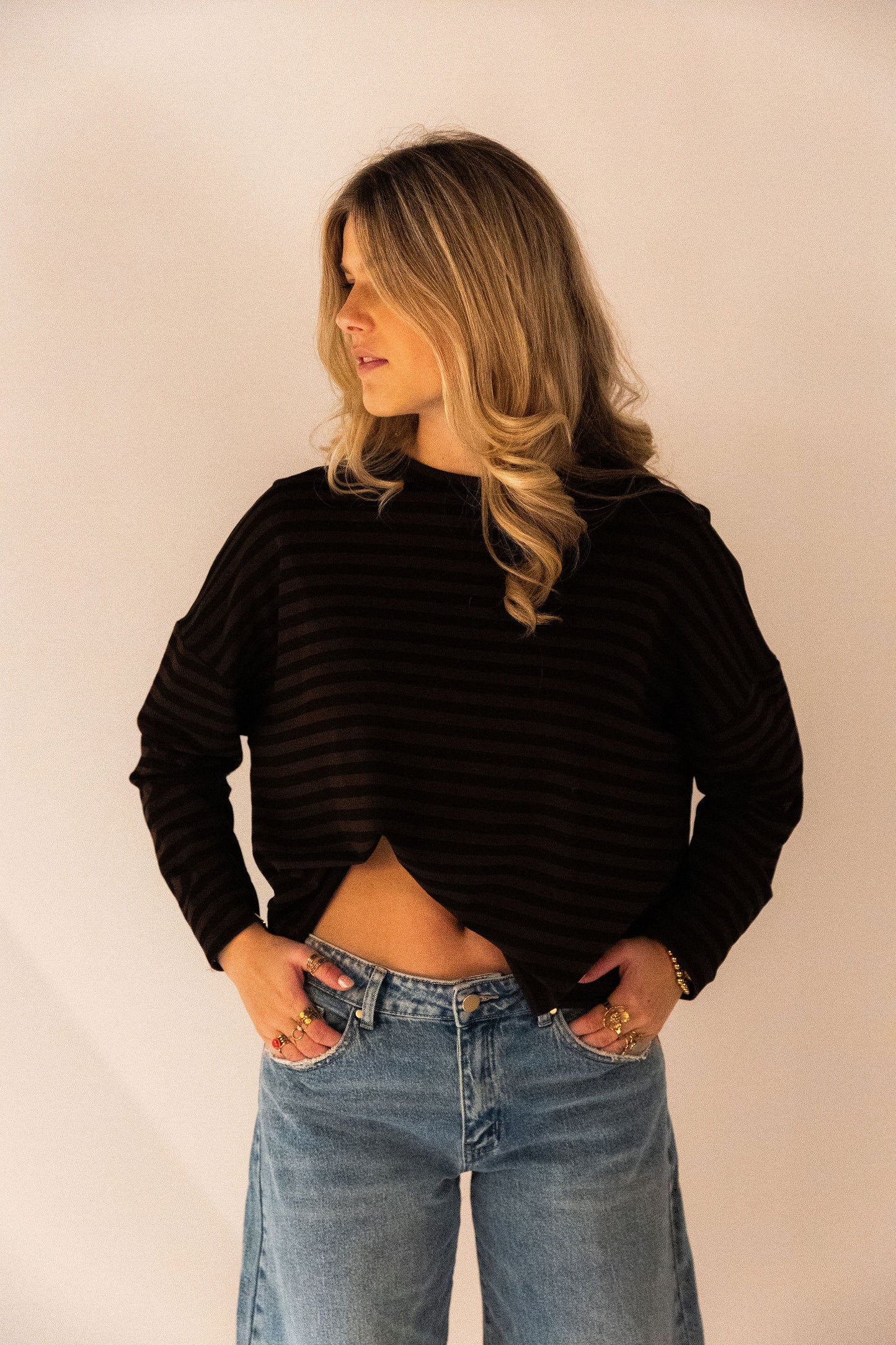 Noor Top - Zwart/Bruin