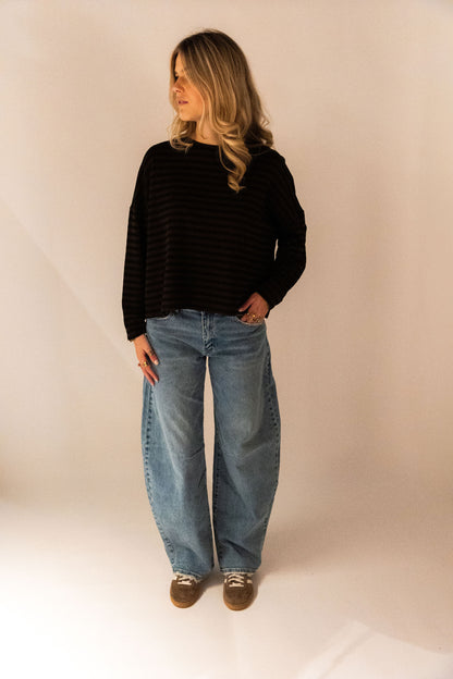 Noor Top - Zwart/Bruin